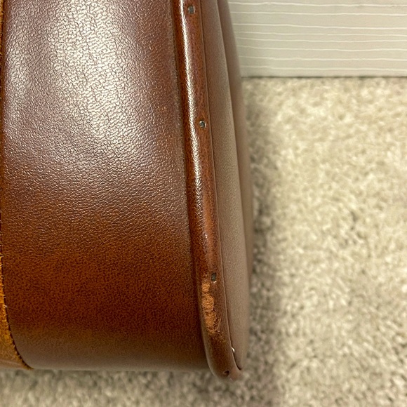 Vintage 60’s 70’s wood leather mini purse handbag possibly doctors bag brown - Picture 11 of 13